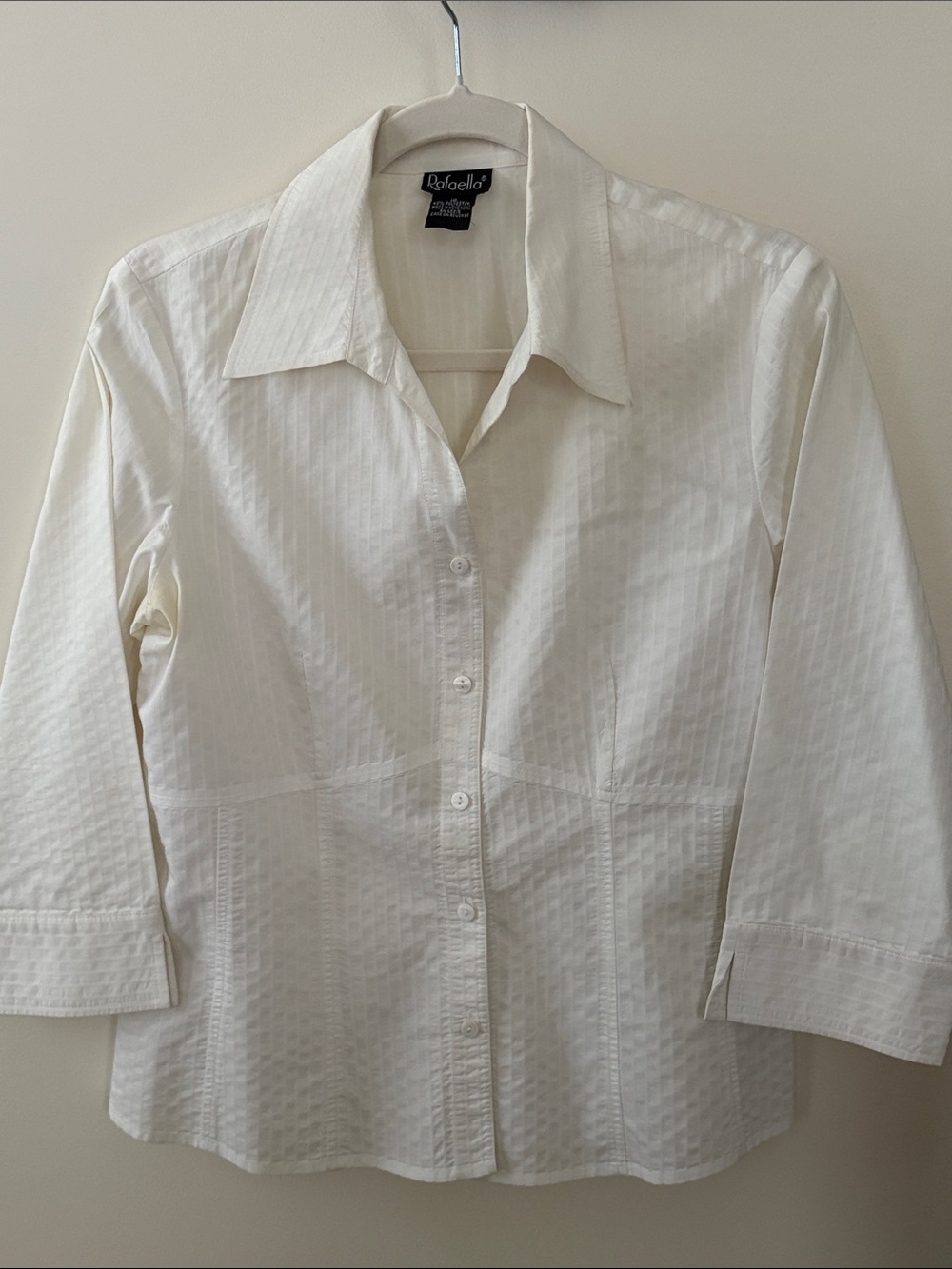 Rafaella Cream Textured Button-Up Blouse